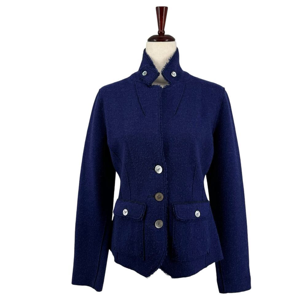 Eileen Fisher Merino Wool Ultramarine Jacket Blazer S Structured Blue Purple